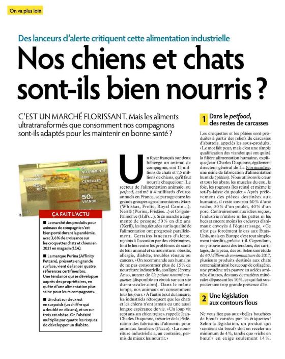 Dossier ÇA M’INTERESSE – « Nos chiens & chats sont-ils bien nourris ? »