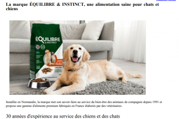 BFM TV : «La marque EQUILIBRE & INSTINCT, une alimentation saine pour chats et chiens «