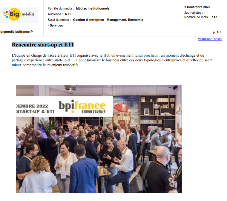 BIGMEDIA : Rencontre start-up et ETI
