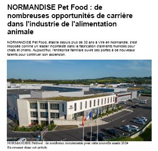 NORMANDISE Pet Food : de nombreuses opportunités de carrière dans l’industrie de l’alimentation animale