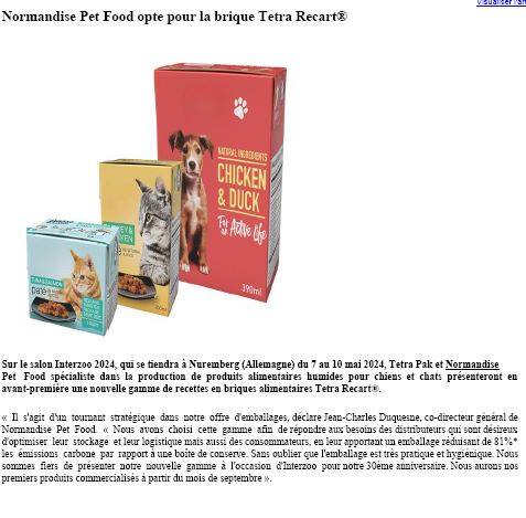 Normandise Pet Food opte pour la brique Tetra Recart®