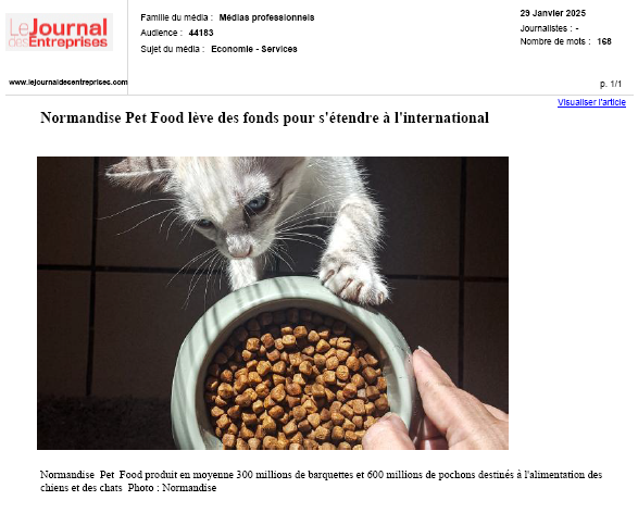 NORMANDISE Pet Food lève des fonds pour d’étendre à l’internationnal