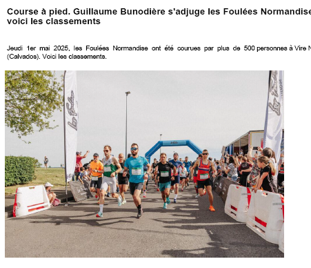 Guillaume Bunodière s’adjuge les Les Foulées NORMANDISE