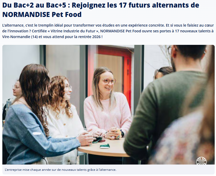 Normandise Pet Food recrute ses 17 futurs alternants