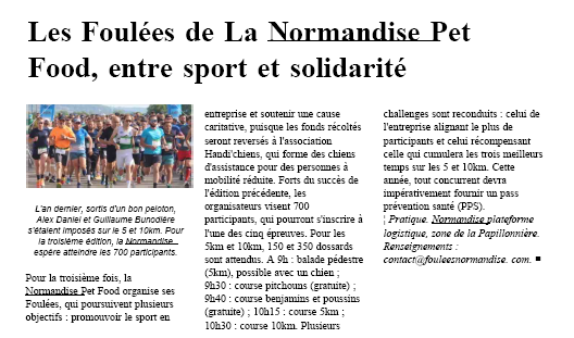 Les Foulées de La Normandise Pet Food, entre sport et solidarité