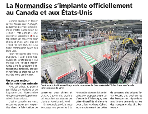 La Normandise s&rsquo;implante officiellement au Canada et aux États Unis